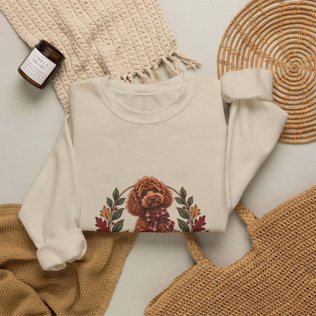 Poodle Wreath Football Crewneck Sweatshirt