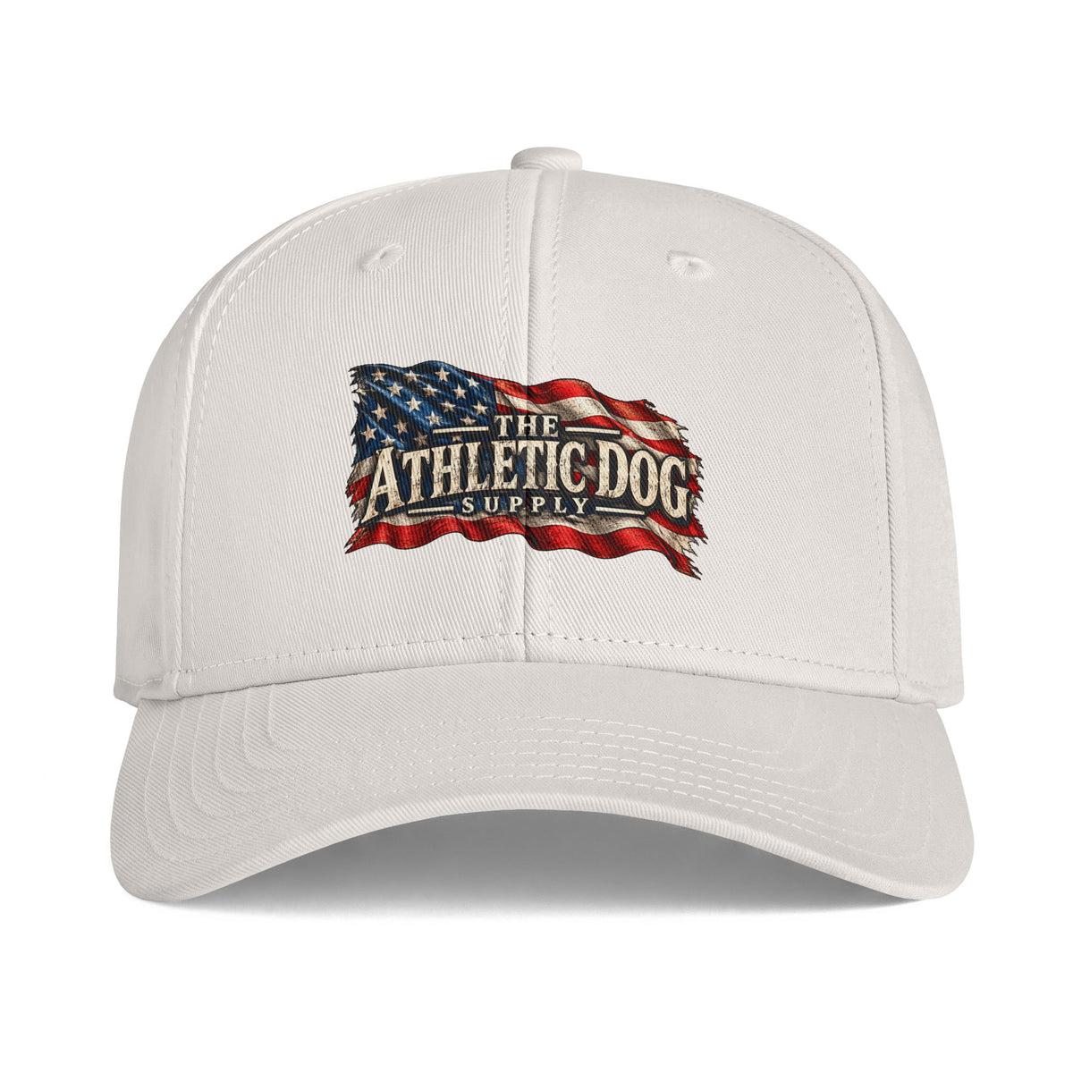 American Flag Athletic Dog Cap — Patriotic Logo Baseball Hat