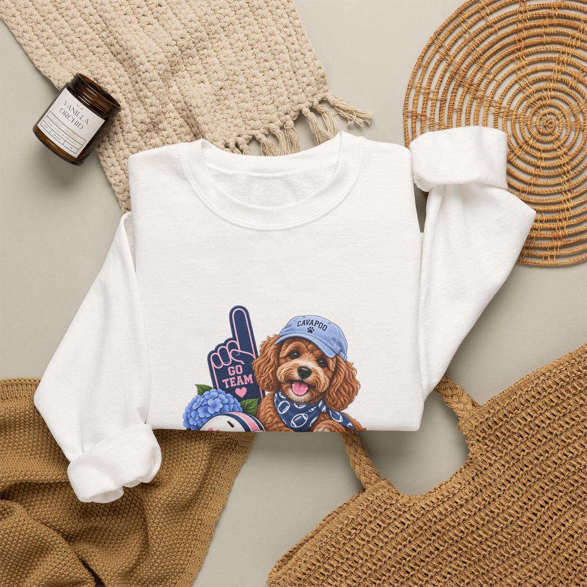 Cavapoo Football Crewneck Sweatshirt