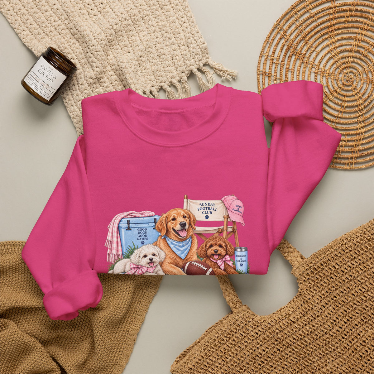 Dog Trio Football Crewneck Sweatshirt