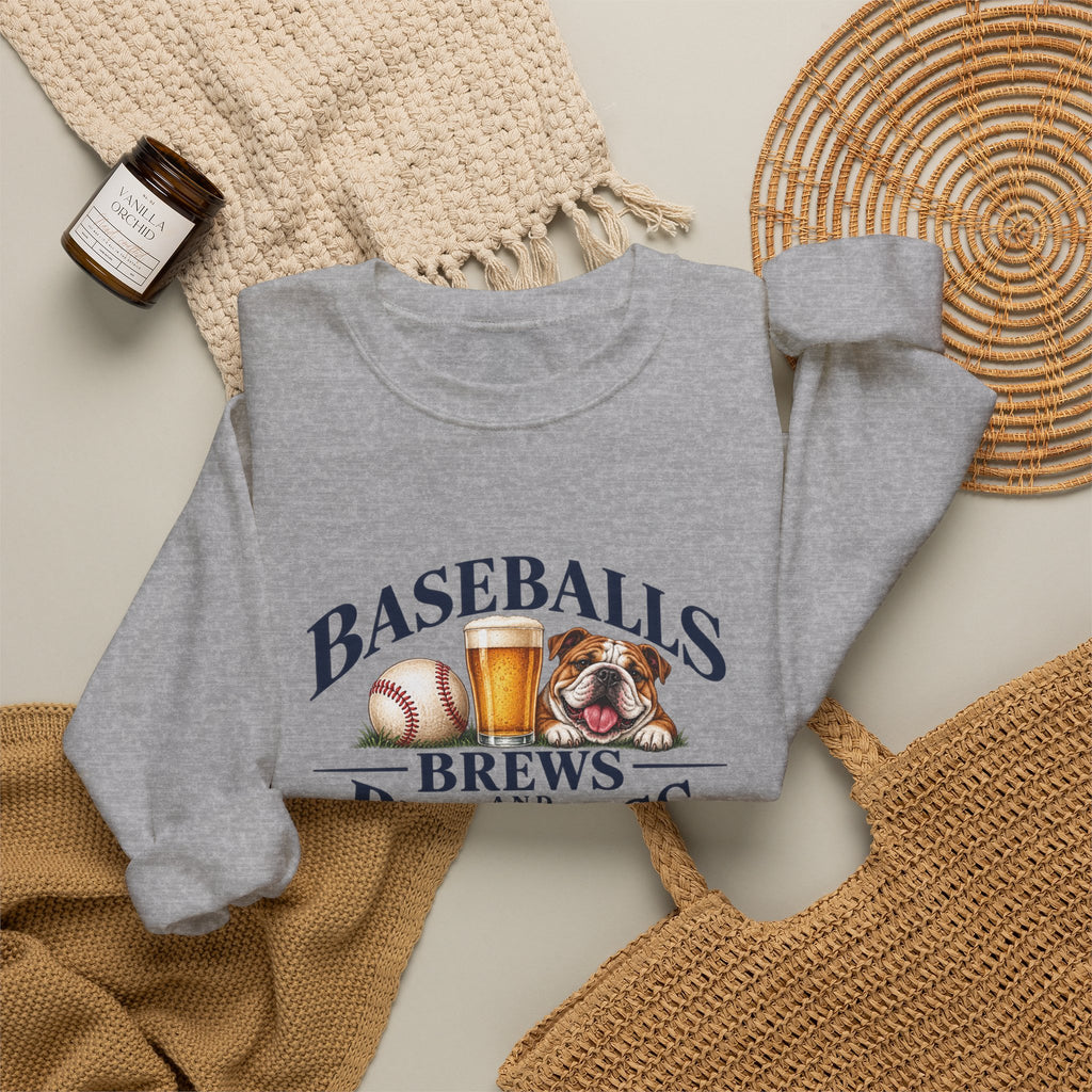 Baseballs, Brews & Bulldogs Crewneck Sweatshirt