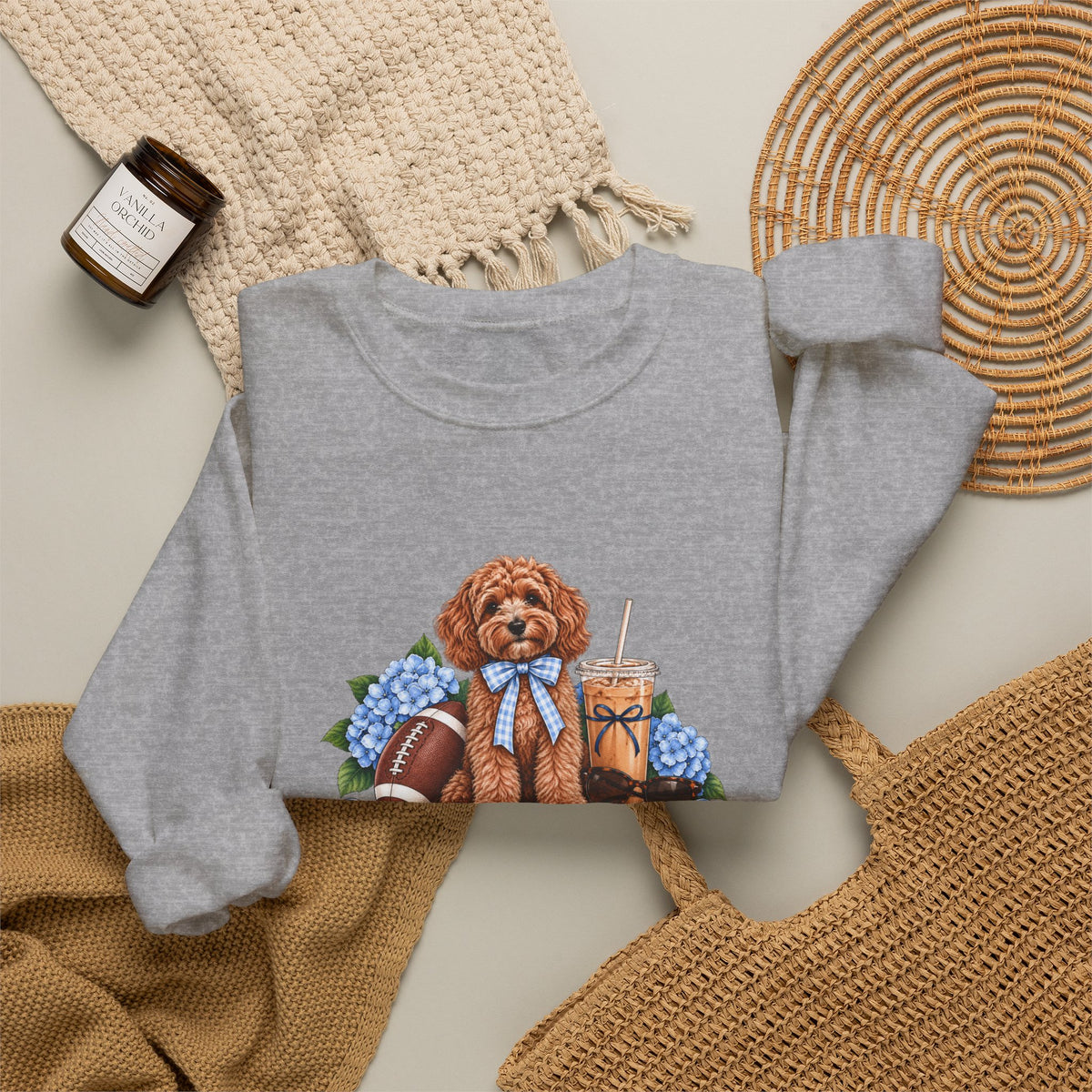 Dog Mom Football Crewneck Sweatshirt
