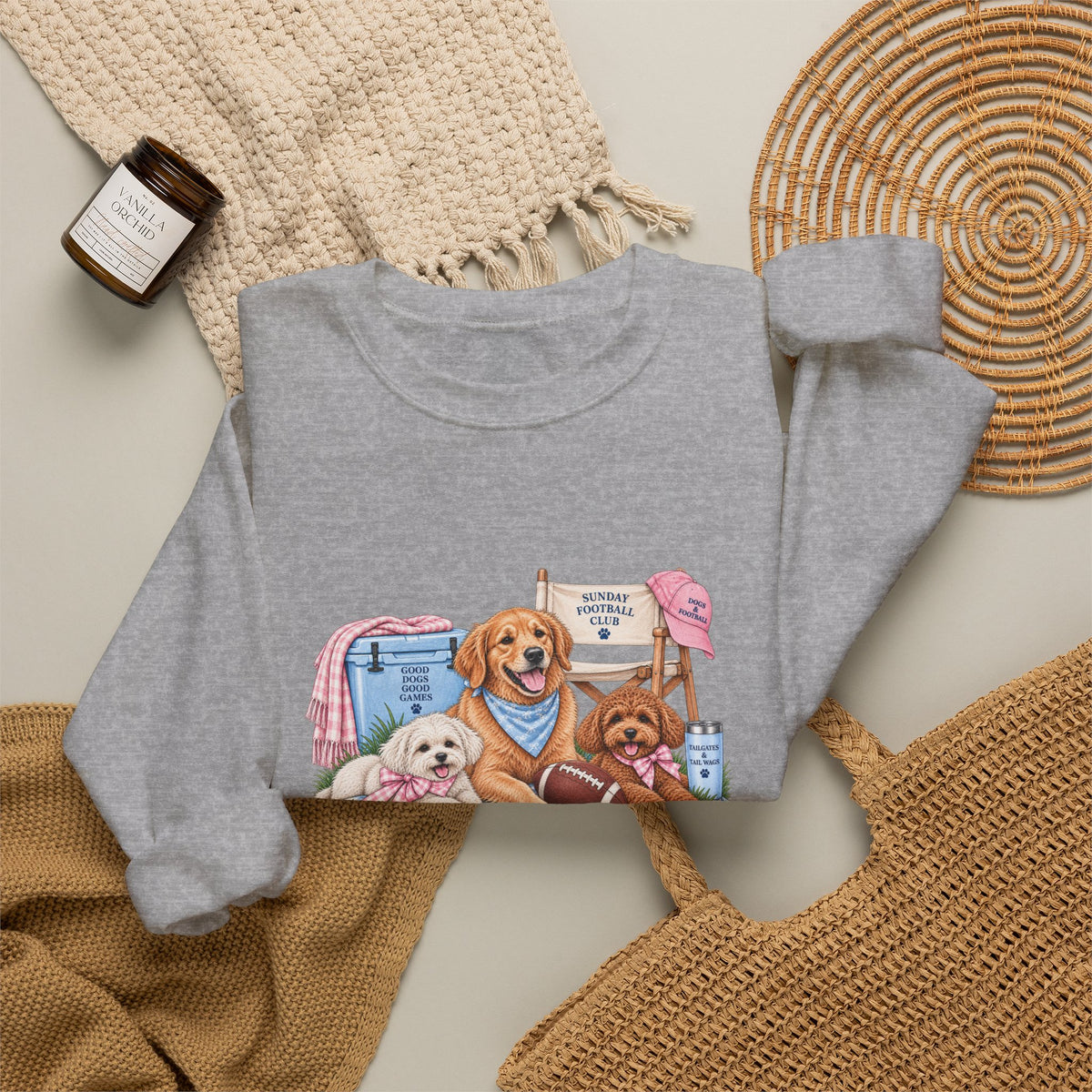 Dog Trio Football Crewneck Sweatshirt