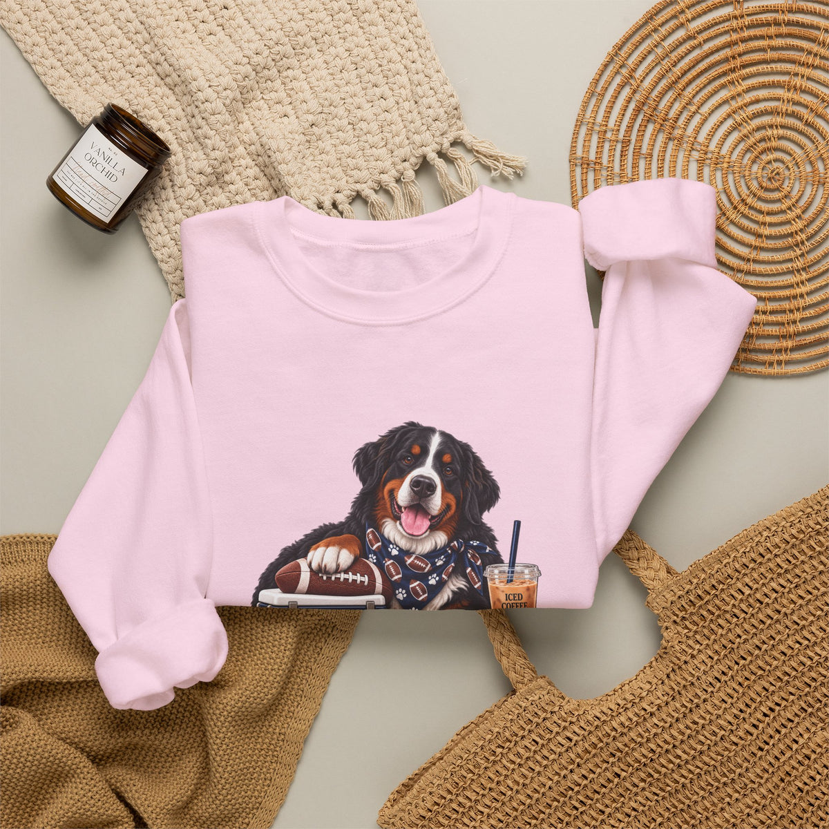 Bernese Mountain Dog Football Crewneck Sweatshirt