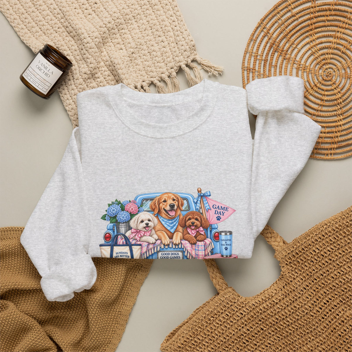 Dog Trio Football Crewneck Sweatshirt