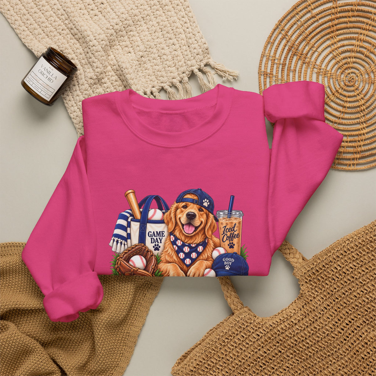 Golden Retriever Baseball Crewneck Sweatshirt