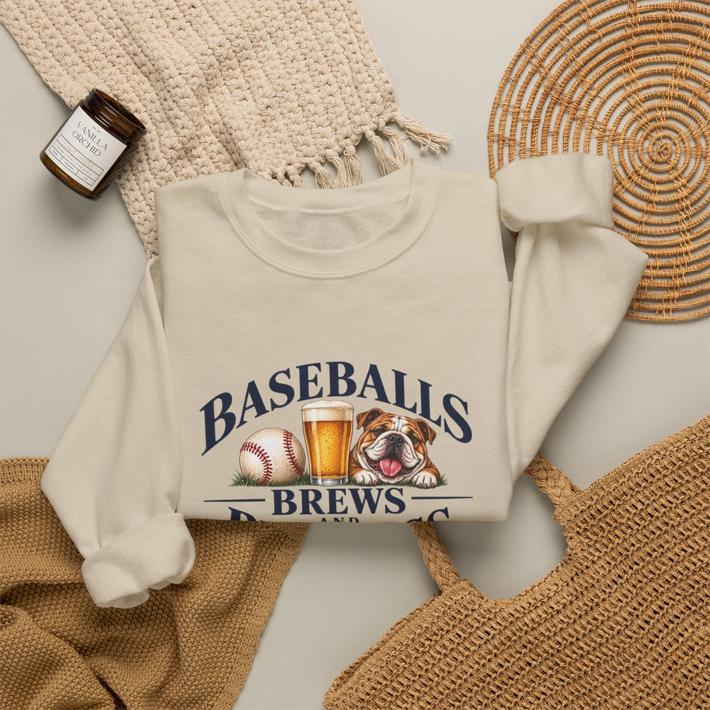Baseballs, Brews & Bulldogs Crewneck Sweatshirt