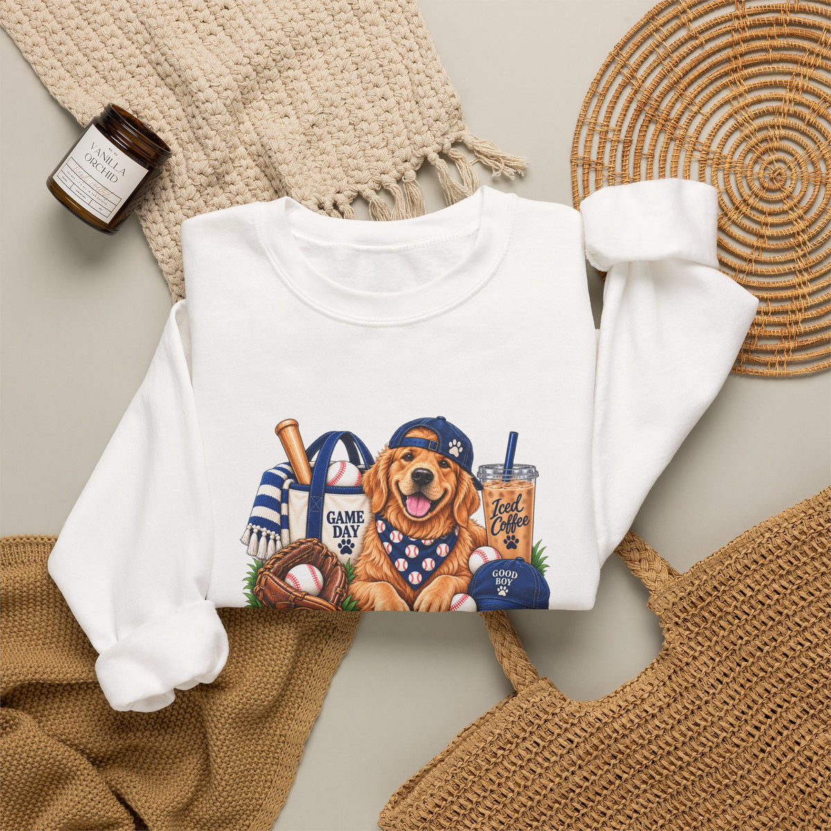 Golden Retriever Baseball Crewneck Sweatshirt