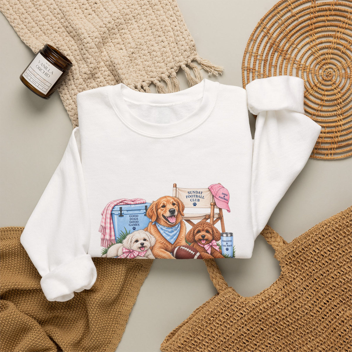 Dog Trio Football Crewneck Sweatshirt