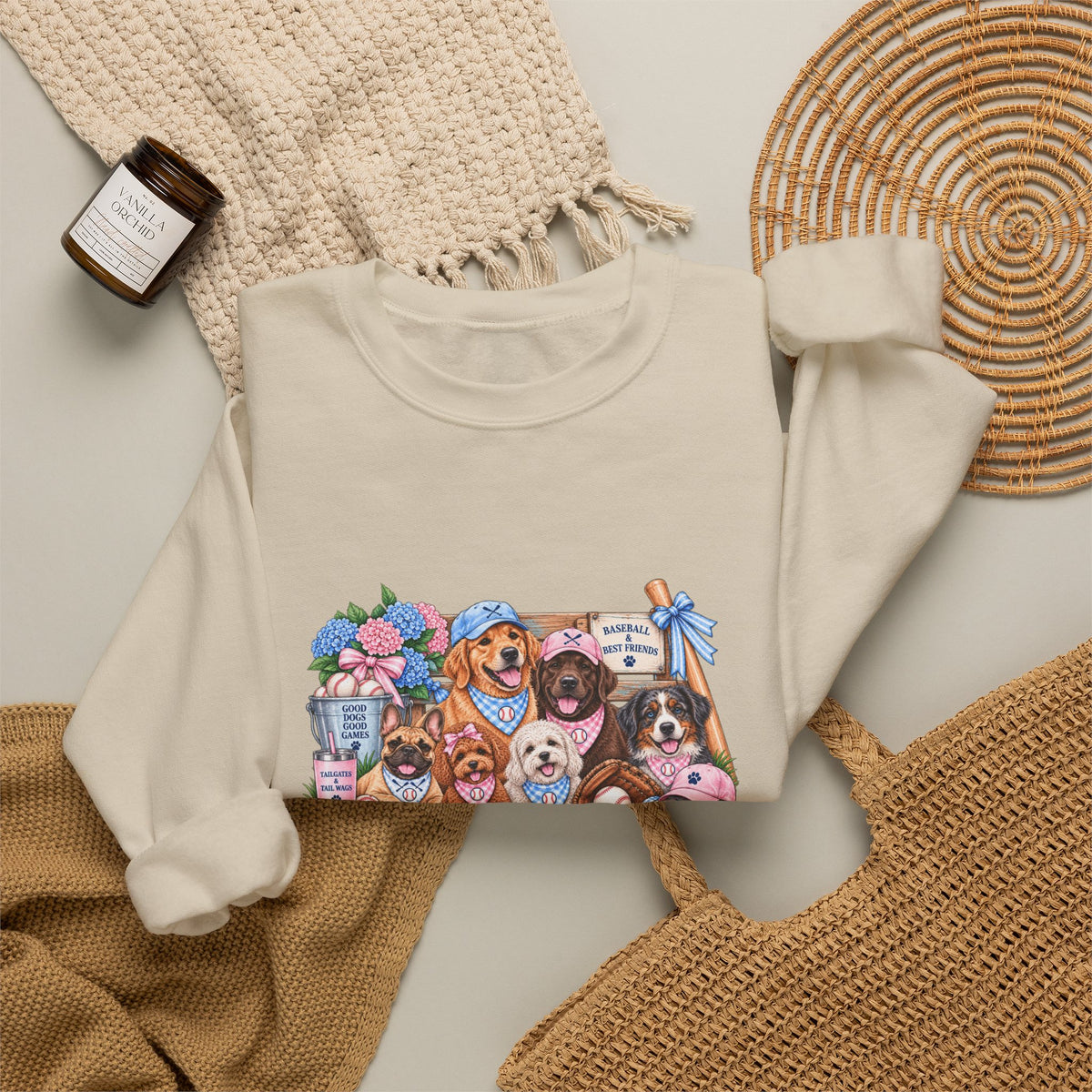 Dog Lover Baseball Crewneck Sweatshirt